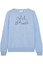 Lingua Franca - Old School embroidered cashmere sweater : Sky-blue cashmere Slips on 100% cashmere Hand wash