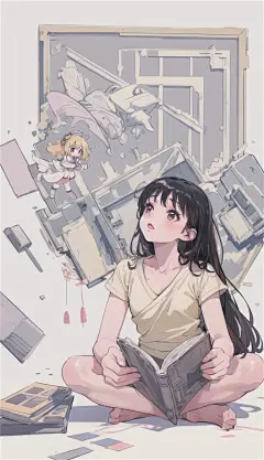 数字艺术漫画风女孩插画-众图网