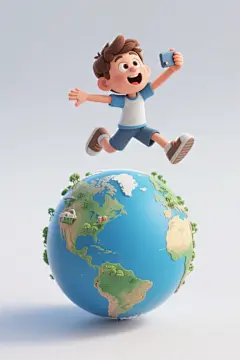学生环球度假人物模型