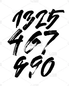 一套丙烯酸书法或墨水数字。ABC为您的设计，在白色背景上刷字母