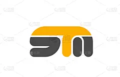 yellow grey combination logo letter sm s m
