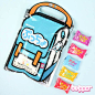Puccho Miracle Bag Chewy Candy - 2D Backpack : This collaboration of 2D cartoon backpack and Puccho includes delicious Puccho gummy pieces and real fruit juice!  Puccho tastes different every time you chew because it is a combination of a variety of fruit