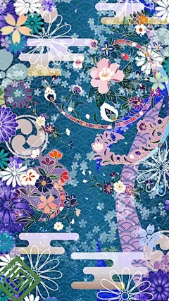 日式和风系的樱花碎花手机壁纸图片@北坤人素材