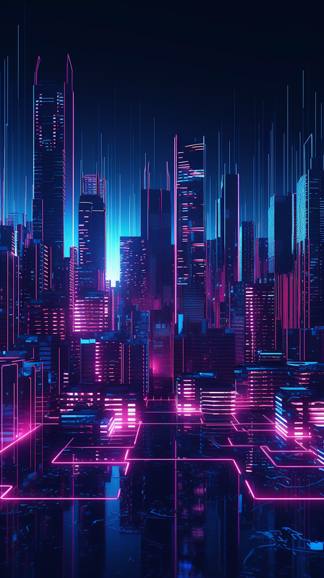 2023_科技科幻太空城市蓝紫色荧光背景...