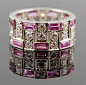 Diamond/Pink Sapphire Platinum Ring.Est.Total Diamond Carat Weight 1.79ct. and Pink Sapphire 2.58ct.