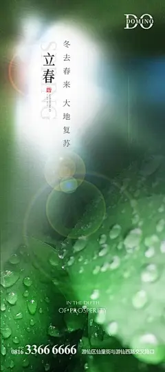 【南门网】海报 房地产 二十四节气 立春 花 植物 水珠 春天 低密