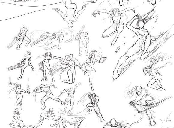 【素材】大量人体动作_画漫画吧_百度贴吧