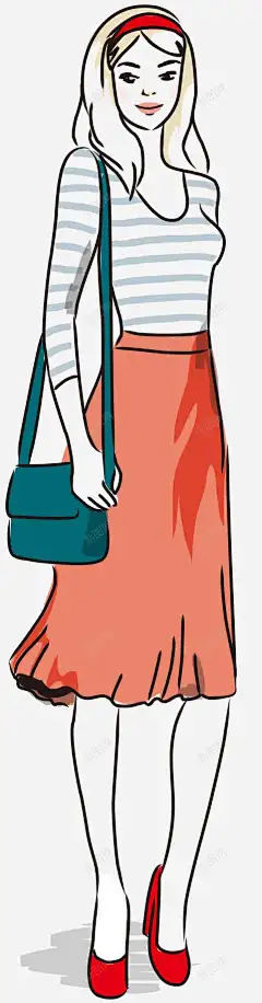 手绘线描线条时尚服饰走 创意素材