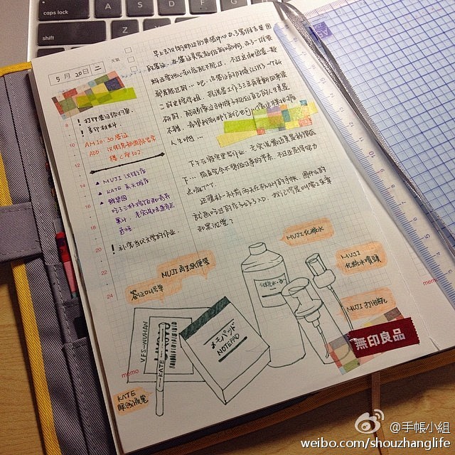 使用的是珠友自填日期一日一页和moles...