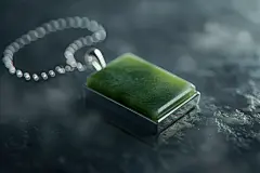 绿色古董玉石翡翠项链摄影图片