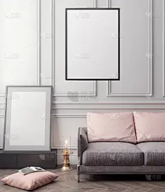 室内环境中的模型海报，一个现代设计的3D插图