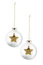 2件装圣诞树饰品 - 透明玻璃/金色 - Home All | H&M CN : 透明玻璃圣诞树饰品，内里有假雪花和闪星装饰。有闪索金属挂环。直径约8厘米。