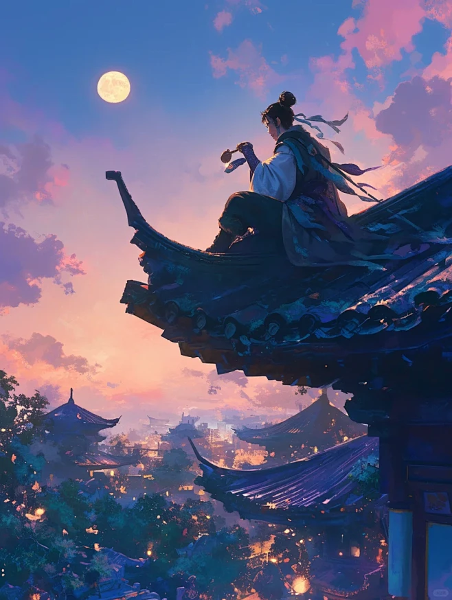 Ai古风壁纸-举杯邀明月，潇洒走江湖 -...