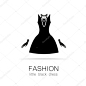 黑色连衣裙-经典时尚。一家服装店，妇女的精品品牌女装的模板徽标