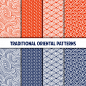 Collection of traditional japanese seamless patterns Premium Vector