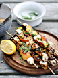 Grilled Halloumi and Peaches with Dukkah