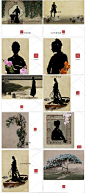 中国复古风孙郡工笔画亚麻肌理摄影照片PSD分层模板素材psd74-淘宝网