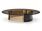 Round glass coffee table for living room BANGLE | Round coffee table by Minotti