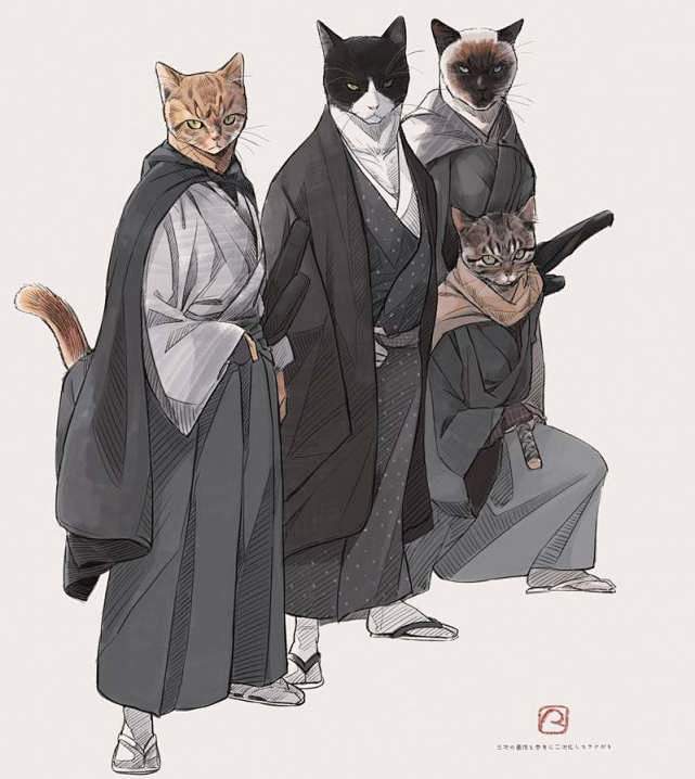 魅力max推特画师将喵星人拟人化不良猫的武士拟人化参上