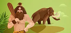 风格化手绘的远古人类活动场景艺术图片(6).jpg