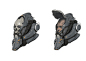 Helm , Brian Coughlan : Practice. Maybe part of a mech/power suit or something.

The face plate (in my mind) would have two points of articulation, that's why it looks a little short when it's open, the bottom part from the lower eye socket down would sli