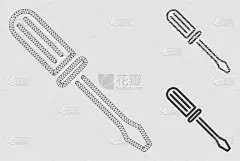 铁丝网,螺丝刀,轮廓线画,模型,建筑业,设备用品,想法,联系,选择