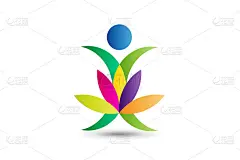 彩色莲花和瑜伽人的名片向量