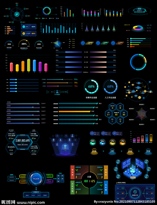 大屏可视化图表素材
