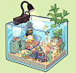 This may contain: an aquarium with plants, fish and other things in it's bottom half is shown