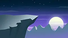 手绘卡通山水风景插画设计