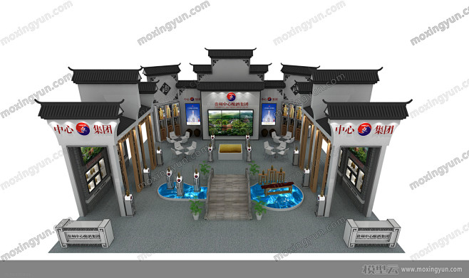 中式徽派展览展示展台模型展览模型