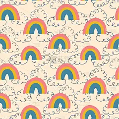 儿童,式样,矢量,彩虹,云,婴儿,夏天,色彩鲜艳,多色的,黄色