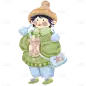 手绘可爱风人物插画贴纸-小男孩