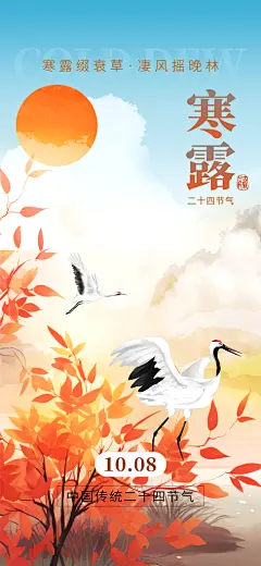 中国传统节气寒露手机海报