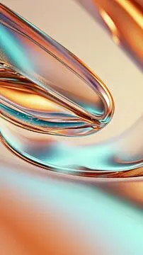 点击来源直接获取大图文件 |Abstract flowing glass shapes with a mix of blue and orange hues, perfect for modern art, contemporary design, and creative visual elements