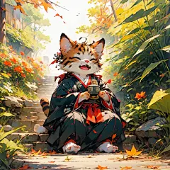 插画｜古风小猫咪｜拟人动物｜LiblibAI