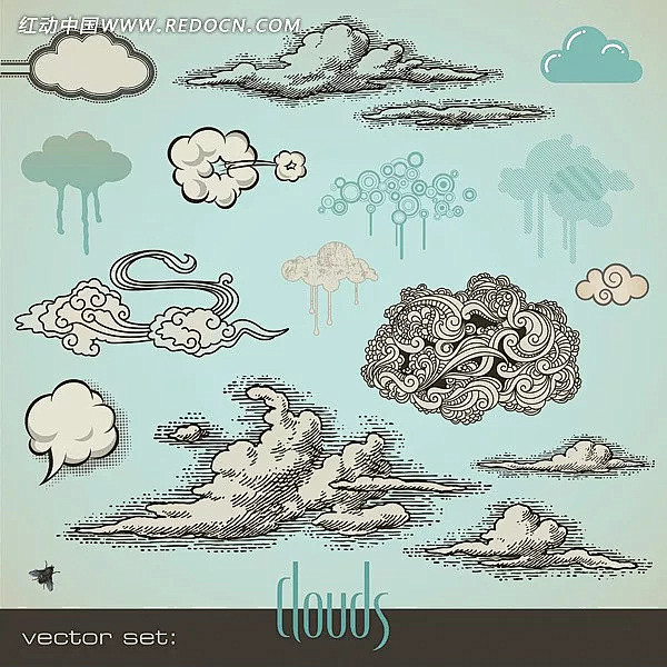 各种形状的云彩白云|背景素材|各种云彩|...