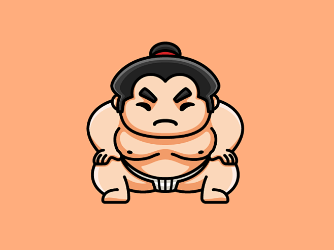 相扑摔跤手卡通漫画符号图标几何几何字符吉祥物可爱有趣搞笑说明插图