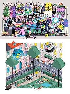 扁平风插画｜形形色色的各种生活