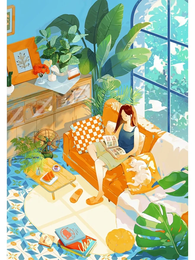 插画分享｜一些我不擅长的室内场景