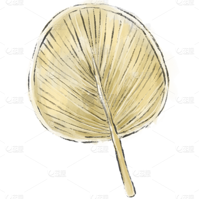 夏天水彩夏季处暑节气传统节气蒲扇