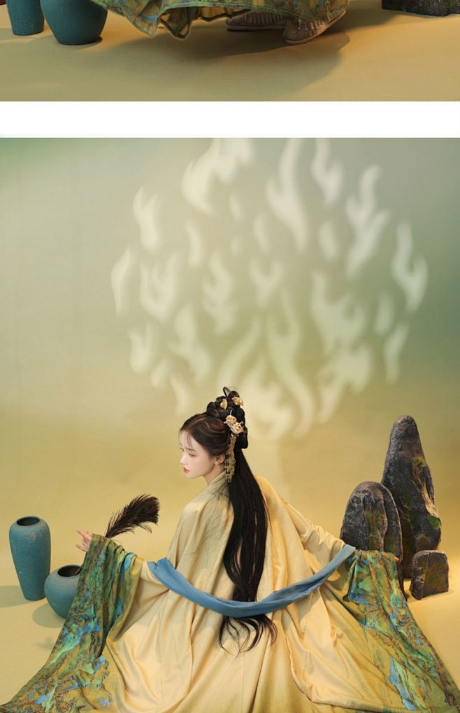 子爵秋色【千里江山】原创汉服女唐制诃子裙齐胸刺绣印花大袖衫春-淘宝网