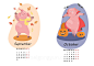 2019年卡通猪创意日历EPS矢量模版 Pig calendar for 2019 :  