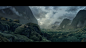 Alien planet matte painting still.