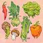 #设计美学#  #插画#
可可爱爱的蔬菜拟人，完全不舍得吃了！

by Johanna Puhl ​​​​