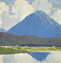 油画 风景 颜色 云