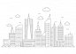 简约城市建筑线条线稿插画矢量图素材