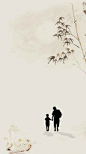 古典灰色中国风背影父亲节H5背景素材
