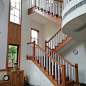 室内整体实木楼梯 阁楼别墅复式楼梯扶手 旋转式实木楼梯加工订制