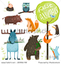 Cartoon Forest Animals Set. Brightly colored childish animals. Vector illustration EPS8. 正版图片在线交易平台 - 海洛创意（HelloRF） - 站酷旗下品牌 - Shutterstock中国独家合作伙伴